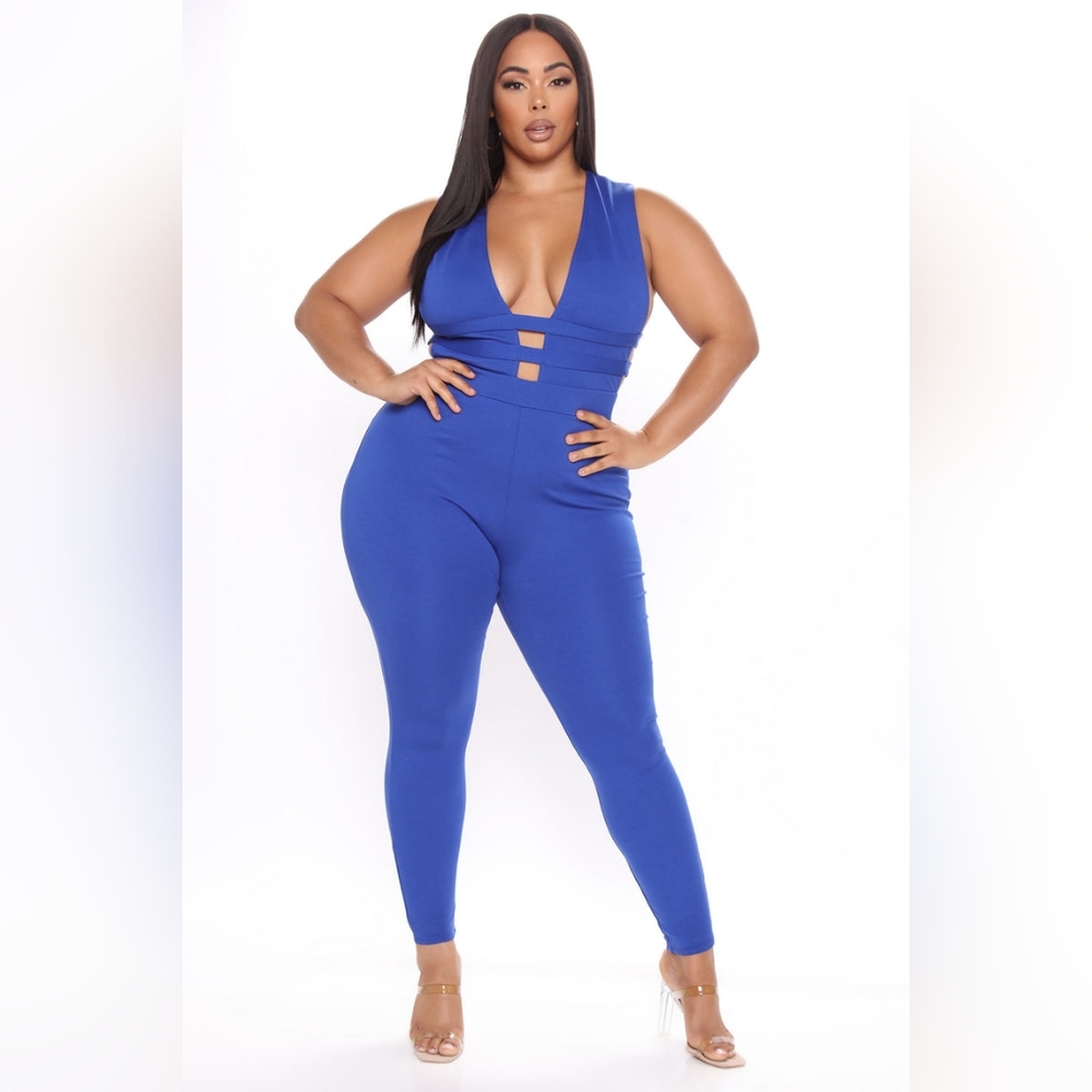 Fashion Nova Don’t Call Me Up Royal Blue Jumpsuit Sz: 2X NWT - Picture 1 of 10
